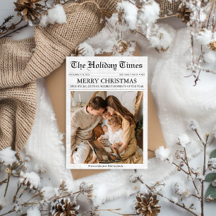 Cartão De Festividades Newsletter de Natal de jornal 1 Foto única