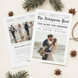 Cartão De Festividades Newspaper Newlywed Romantic Couple Photo Christmas