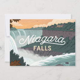 Cartão De Festividades Niagara Falls Retro Vintage Poster Illustration