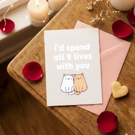 Cartão De Festividades Nine Lives Cats Cute Valentine Card for Him Her