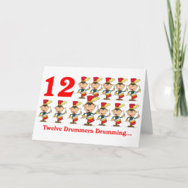 Cartão De Festividades No 12 do Natal, doze tambores de tambores