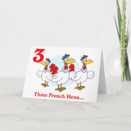 Cartão De Festividades No 3º Dia de Natal três Galinhas Francesas
