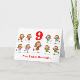 Cartão De Festividades No 9º Dia de Natal nove Damas dançando