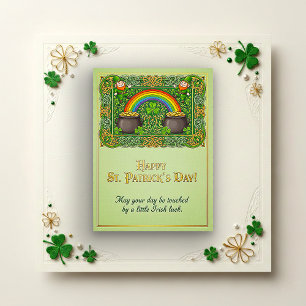 Cartão De Festividades Nó Celta do Leprechaun Arco-íris do Dia de São Pat