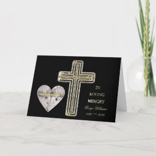 Cartão De Festividades No Loving Memory Ouro Cross Heart Shape Photo
