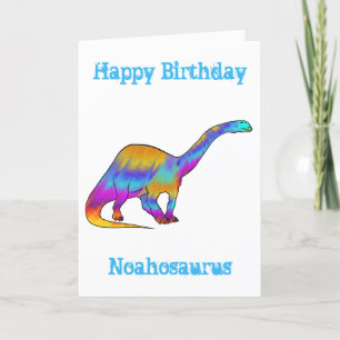 Cartão De Festividades Noah saurus Rainbow Brontosaurus Dinosaur Adiciona