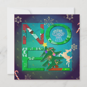 Cartão De Festividades Noel Christmas + Photo Flat Holiday Card