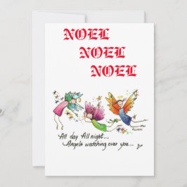 Cartão De Festividades Noel Happy Colorful Angels vigiando você