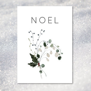 Cartão De Festividades Noel Rustic Minimal Holly Greenery
