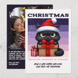 Cartão De Festividades Noir Luxe Funny Cat Retro Christmas Photo