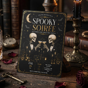 Cartão De Festividades Noite Assustadora Luxuosa Jantar de Halloween