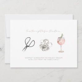 Cartão De Festividades Noite De Aquarela Antes Do Natal, Envolva E Vinho