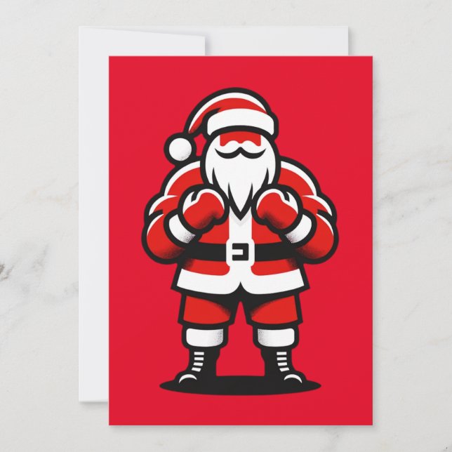 Cartão De Festividades Noite de Luta Festiva dos papais noeis - Boxing Fe (Frente)