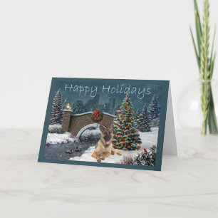 Cartão De Festividades Noite de Natal de german shepherd4