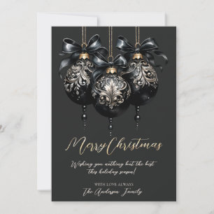 Cartão De Festividades Noite elegante de preto e ouro, luxo de Natal