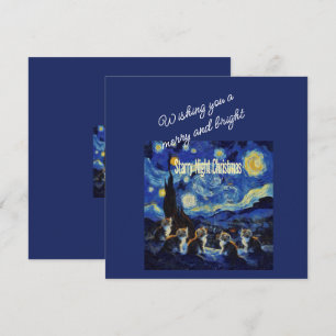 Cartão De Festividades Noite Estrelada de Natal Van Gogh Amante de Gatos