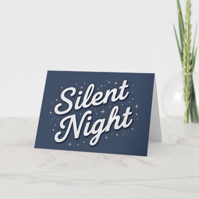 Cartão De Festividades Noite Silenciosa de Natal Retro Script (Frente)