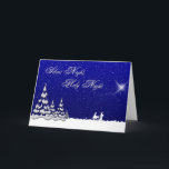 Cartão De Festividades Noite silenciosa do Natal do inverno<br><div class="desc">Cena do inverno com a Mary e o Joseph que viajam pelo asno que segue a estrela brilhante a Bethlehem. Este é um cartão de Natal bonito com mensagem cristã.</div>