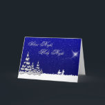 Cartão De Festividades Noite silenciosa do Natal do inverno<br><div class="desc">Cena do inverno com a Mary e o Joseph que viajam pelo asno que segue a estrela brilhante a Bethlehem. Este é um cartão de Natal bonito com mensagem cristã.</div>