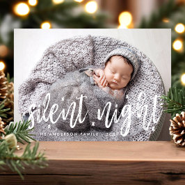 Cartão De Festividades Noite Silenciosa Foto Moderna de Natal de Bebê