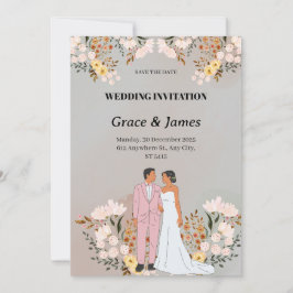 Cartão De Festividades Noiva de creme e flores de aquarela de noiva