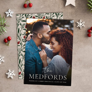 Cartão De Festividades Nome Clássico da Família Floral Back Foto