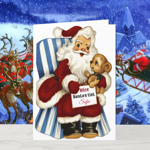 Cartão De Festividades Nome da Criança Lista Legal do Papai Noel Natal