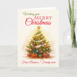 Cartão De Festividades Nome da Família Comercial da Árvore de Feliz Natal