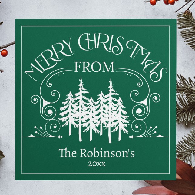 Cartão De Festividades Nome da Família das Árvores de Natal Feliz (Criador carregado)