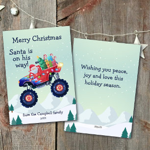 Cartão De Festividades Nome da Família de Papais noeis de Caminhão Monste