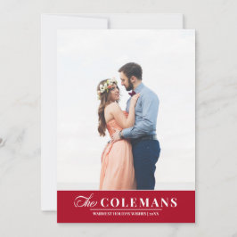 Cartão De Festividades Nome da família elegante Vermelho | Foto vertical 