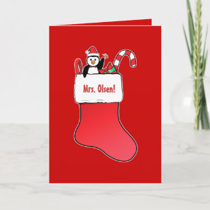 Cartão De Festividades Nome de Natal do Professor Personalizável com Stoc
