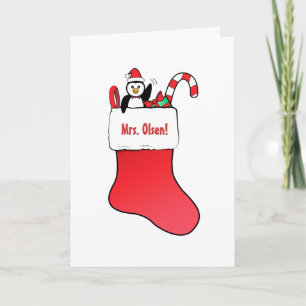 Cartão De Festividades Nome de Natal do Professor Personalizável com Stoc