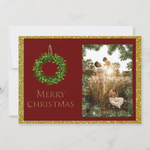 Cartão De Festividades Nome de Personalização de Foto de Natal Elegante