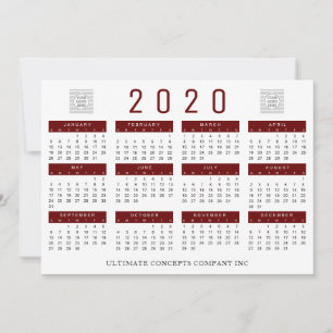 Cartão De Festividades Nome e logotipo da empresa no calendário 2020