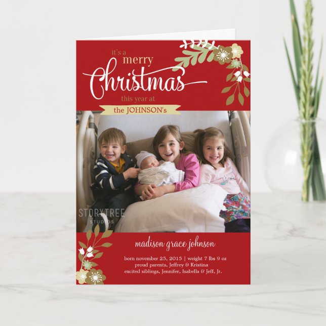 Cartão De Festividades Nome/foto personalizada de Natal de Nova Merry (Frente)