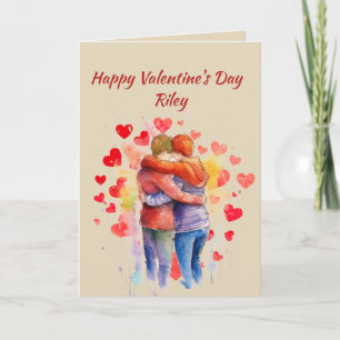 Cartão De Festividades Nome Personalizado Amor Fofo Corações Sem Gênero