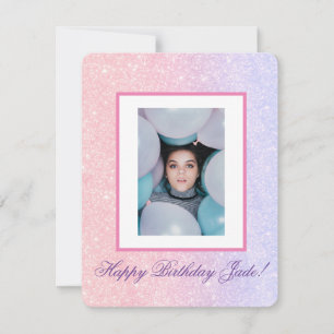 Cartão De Festividades Nome Personalizado Cor-de-Rosa, Cor-de-Rosa, Glitt