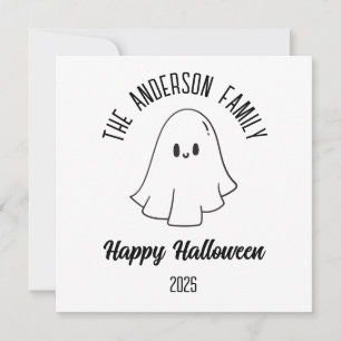 Cartão De Festividades Nome Personalizado de Fantasma Bonito de Halloween