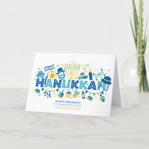 Cartão De Festividades Nome Personalizado de Feriados Felizes de Hanukkah