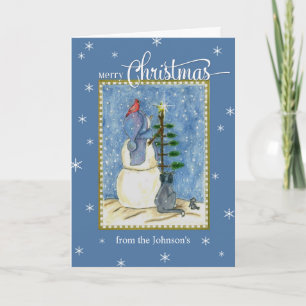 Cartão De Festividades Nome personalizado Feliz Natal Snowman