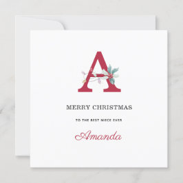 Cartão De Festividades Nome personalizado monograma feliz natal para ela