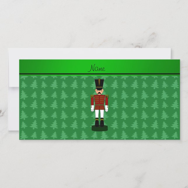 Cartão De Festividades Nome personalizado nutcracker verde árvores de Nat (Frente)