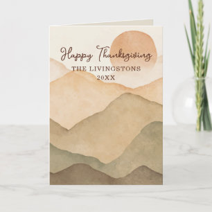 Cartão De Festividades Nome Personalizado Paisagem Montanhosa Aquarela