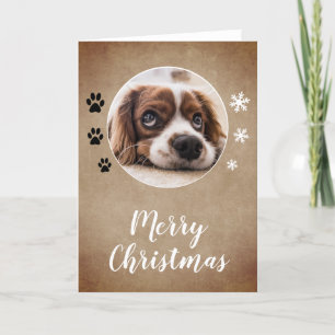 Cartão De Festividades Nome Rustic Dog Foto Feliz Família de Natal