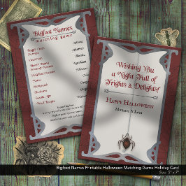 Cartão De Festividades Nomes Bigfoot Imprimíveis Jogo de Correspondência