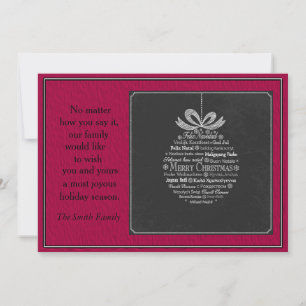 Cartão De Festividades Nomes vermelhos e negros do Natal ao redor do mund