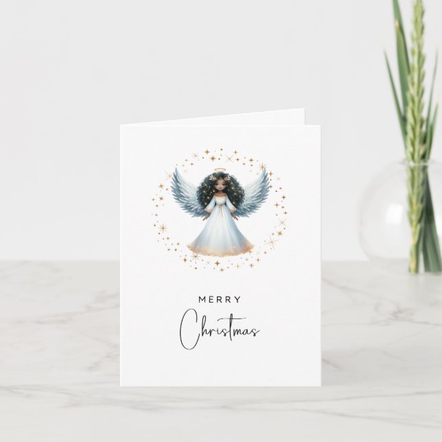Cartão De Festividades Non Photo Folded Christmas Card Black Angel (Frente)