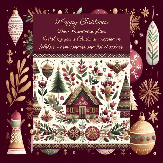 Cartão De Festividades Nordic Christmas Scandinavia Village GrandDaughter (Nordic Christmas Scandinavia Village GrandDaughter Holiday Card)