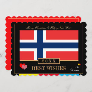 Cartão De Festividades Norwegian Flag & Happy New Year/Best Wishes Norway